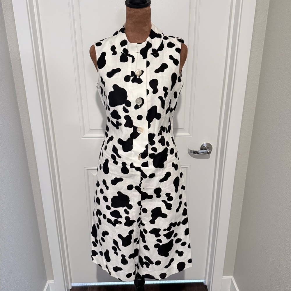 Vintage Black & White Cow Print Sleeveless jumpsuit | Union Made | Size 10